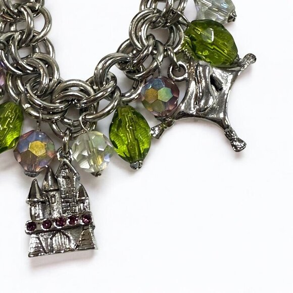 Her Royal Highness PRINCESS Charm Bracelet – Silver Tone, Crystal Beads, Toggle - Picture 3 of 11